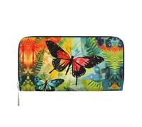 WZYCWB watercolor dog Leather clutch bags zipper wallets and card holders are perfect for travel or daily use, Watercolor Butterfly, One Size