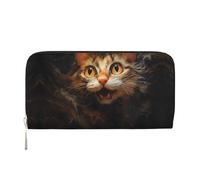 WZYCWB watercolor dog Leather clutch bags zipper wallets and card holders are perfect for travel or daily use, Watercolor Cat Head, One Size