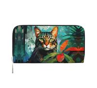 WZYCWB watercolor dog Leather clutch bags zipper wallets and card holders are perfect for travel or daily use, Watercolor Cat, One Size
