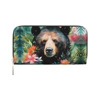 WZYCWB watercolor dog Leather clutch bags zipper wallets and card holders are perfect for travel or daily use, Watercolor Bear, One Size