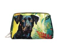 WZYCWB Watercolor Dog Printed Leather Cosmetic Bag - Stylish and Portable Cosmetic Storage Bag