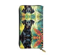 WZYCWB watercolor dog Printed leather wallet, 7.5 x 4.1-inch long credit card holder, portable travel cash wallet