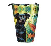 WZYCWB Watercolor Dog Printed Retractable Pen Holder Suitable for use as a Simple Cosmetic Bag, Wallet, etc.