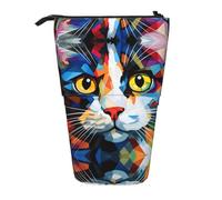 WZYCWB Watercolor of a cat Printed Retractable Pen Holder Suitable for use as a Simple Cosmetic Bag, Wallet, etc.