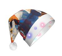 WZYCWB Watercolor painting of two cows Patterned Santa Hat | Plush Glowing Holiday Hat for Christmas, New Year's, and Party Events