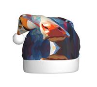 WZYCWB Watercolor painting of two cows Patterned Santa hat, suitable for Christmas parties, New Year's Eve parties, and stage performances.