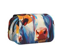 WZYCWB Watercolor painting of two cows Portable Pencil Case ideal for organizing pens in the office or storing makeup brushes