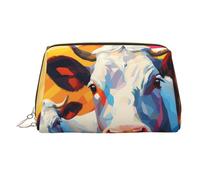 WZYCWB Watercolor Painting of Two Cows Printed Leather Cosmetic Bag - Stylish and Portable Cosmetic Storage Bag
