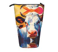 WZYCWB Watercolor Painting of Two Cows Printed Retractable Pen Holder Suitable for use as a Simple Cosmetic Bag, Wallet, etc.