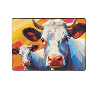 WZYCWB Watercolor painting of two cows Prints rug, 80 x 58 inches, soft and non-slip, suitable for bedsides, offices, balconies, and other spaces.