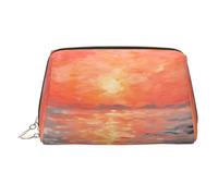 WZYCWB Watercolor Sunset Printed Leather Cosmetic Bag - Stylish and Portable Cosmetic Storage Bag