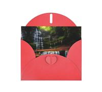WZYCWB Waterfall View Patterned Red Holiday Card (6x4) with Envelope. Suitable for birthdays, weddings, and condolences.