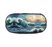 WZYCWB Wave Sailboat Seagull Large Capacity Pencil Bag - Multifunctional Storage Box, Portable and Durable Pencil Bag for Office and School Supplies