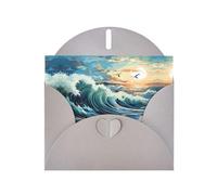 WZYCWB Wave Sailboat Seagull Patterned Gray Holiday Card (6x4) with Envelope. Suitable for birthdays, weddings, and condolences.