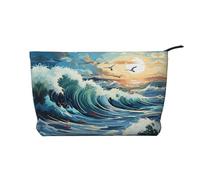 WZYCWB Wave Sailboat Seagull Patterned Toiletry Storage Bag, Essential for organizing Cosmetics and Skincare Products.