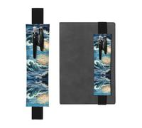 WZYCWB Wave Sailboat Seagull Printed Large-Capacity PVC Pen Holder + Creative Diary Pen Bag Set with Elastic Band Anti-Slip Design