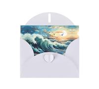 WZYCWB Wave Sailboat Seagull Printed White Pearlescent Paper Holiday Cards 6x4 Inches - With Envelopes for Birthdays, Weddings, and Condolences