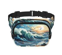 WZYCWB Wave Sailboat Seagull Sports Waist Bag, Trendy and Fashionable Crossbody Bag, Lightweight Travel Small Bag