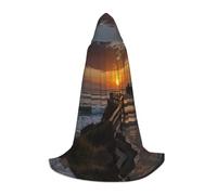 WZYCWB WavesStairsSunset S Patterned Hooded Cape Cosplay Costume - Holiday Party Costume Props