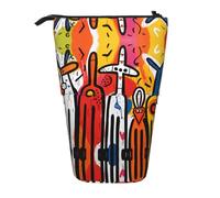 WZYCWB Weird Graffiti Printed Retractable Pen Holder Suitable for use as a Simple Cosmetic Bag, Wallet, etc.