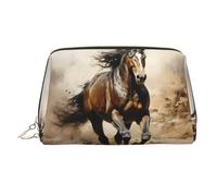 WZYCWB Western Horse Patterned Leather Cosmetic Bag - Perfect for Carry-On or Home Organization