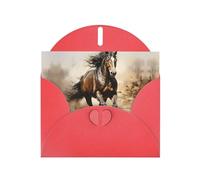 WZYCWB Western Horse Patterned Red Holiday Card (6x4) with Envelope. Suitable for birthdays, weddings, and condolences.