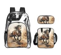 WZYCWB Western Horse Printed backpack set | Lunch bag and pencil case | Perfect for work, business trips, and vacations.
