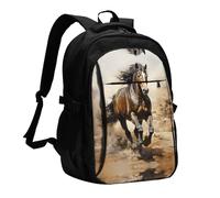 WZYCWB Western Horse Printed laptop backpack, business men's commuter backpack, computer bag with USB port charging