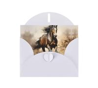 WZYCWB Western Horse Printed White Pearlescent Paper Holiday Card with Envelope. Suitable for birthday wishes wedding congratulations and condolences.