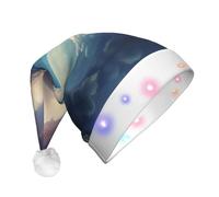 WZYCWB Whale Sky Painting Patterned Santa Hat | Plush Glowing Holiday Hat for Christmas, New Year's, and Party Events