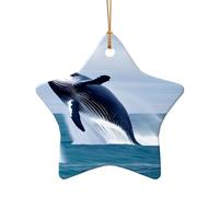 WZYCWB Whales at sea patterned Star Shape ceramic pendant, perfect for decorating your home Christmas tree for winter parties