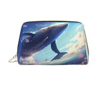 WZYCWB Whales Swimming Under The sea Printed Leather Cosmetic Bag - Stylish and Portable Cosmetic Storage Bag