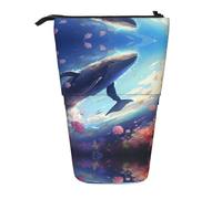 WZYCWB Whales Swimming Under The sea Printed Retractable Pen Holder Suitable for use as a Simple Cosmetic Bag, Wallet, etc.