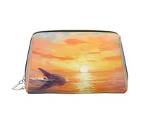 WZYCWB Whale's Tail Printed Leather Cosmetic Bag - Stylish and Portable Cosmetic Storage Bag