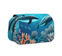 WZYCWB Whales under the sea Printing Portable Pencil Case ideal for organizing pens in the office or storing makeup brushes