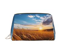 WZYCWB Wheat Wave Printed Leather Cosmetic Bag for Women - Stylish and Soft, Durable