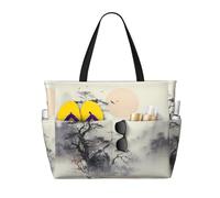 WZYCWB Where to see the moon Printed beach travel bag for swimming and fitness/supermarket shopping/seaside vacation