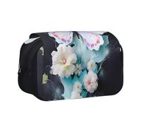 WZYCWB White Butterfly Patterned Portable Pencil Case ideal for organizing pens in the office or storing makeup brushes