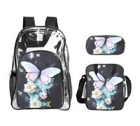 WZYCWB White Butterfly Printed backpack set | Lunch bag and pencil case | Perfect for work, business trips, and vacations.