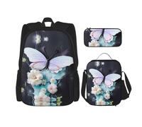 WZYCWB White Butterfly School Bag + Pencil case + Lunch Bag Combination Backpack Suitable for Everyday Commuting