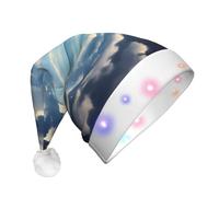 WZYCWB White clouds over the sea Adult New Year Christmas hat, with LED lights, unisex plush Christmas hat, New Year Christmas party gift