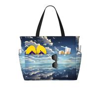 WZYCWB White clouds over the sea Beach bag large travel bag gym swimming pool zipper storage bag
