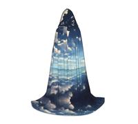 WZYCWB White clouds over the sea S Patterned Hooded Cape Cosplay Costume - Holiday Party Costume Props