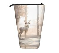 WZYCWB White Deer in The Jungle Printed Retractable Pen Holder Suitable for use as a Simple Cosmetic Bag, Wallet, etc.