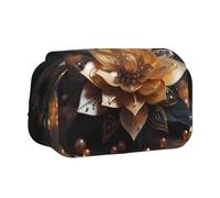 WZYCWB White delicate lotus flower Patterned Portable Pencil Case ideal for organizing pens in the office or storing makeup brushes