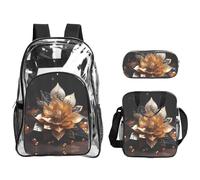 WZYCWB White delicate lotus flower Printed backpack set | Lunch bag and pencil case | Perfect for work, business trips, and vacations.