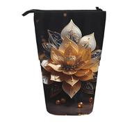 WZYCWB White Delicate Lotus Flower Printed Retractable Pen Holder for Dorm or Office use.