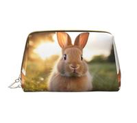 WZYCWB white-eared rabbit Leather cosmetic bag with pockets, portable travel cosmetic bag, large capacity cosmetic storage bag,