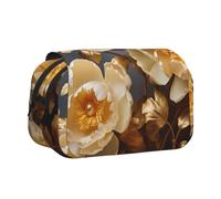 WZYCWB White Gold Peony Portable Pencil Case ideal for organizing pens in the office or storing makeup brushes
