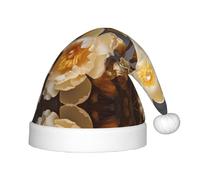 WZYCWB White Gold Peony Print Christmas Party Hat, Children's Class Activity Gift, Christmas Holiday Decoration Prop